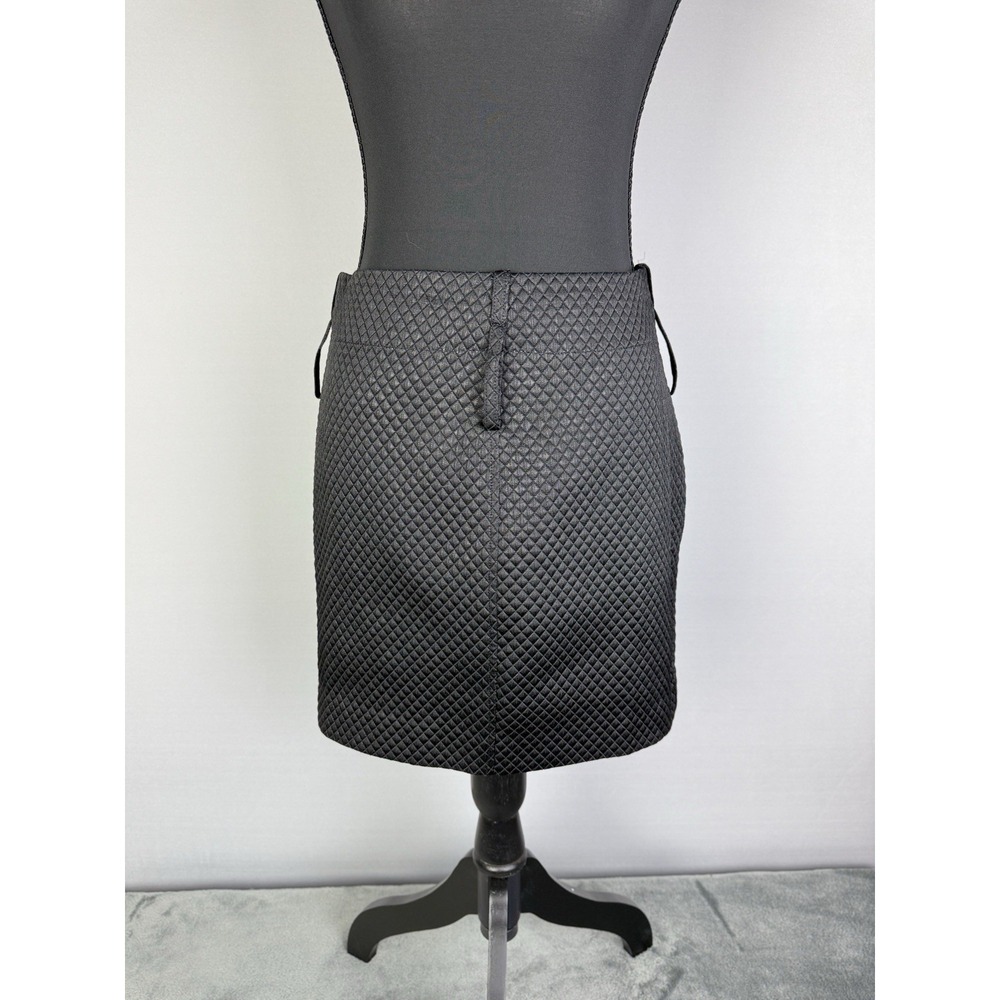 BCBG Quilted Black Skirt‎ Lined with Button Detail Size 2